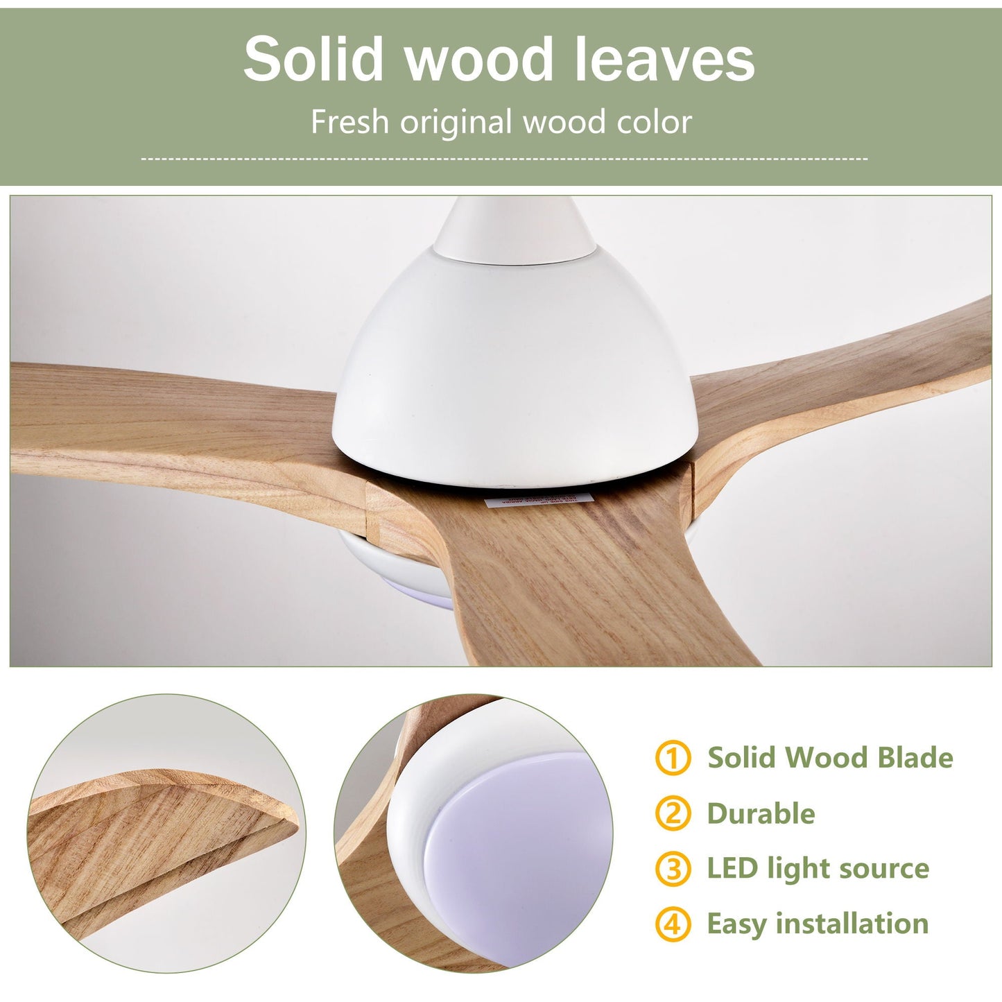 Indoor Outdoor Ceiling Fan With Light With Remote Control, Noiseless Reversible Motor, 6 Speed, 3 Color