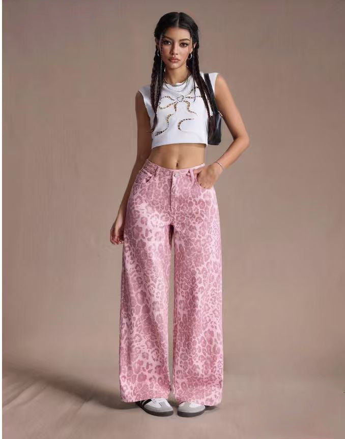 Female Loose Fit Straight Loose Wide Leg Jeans
