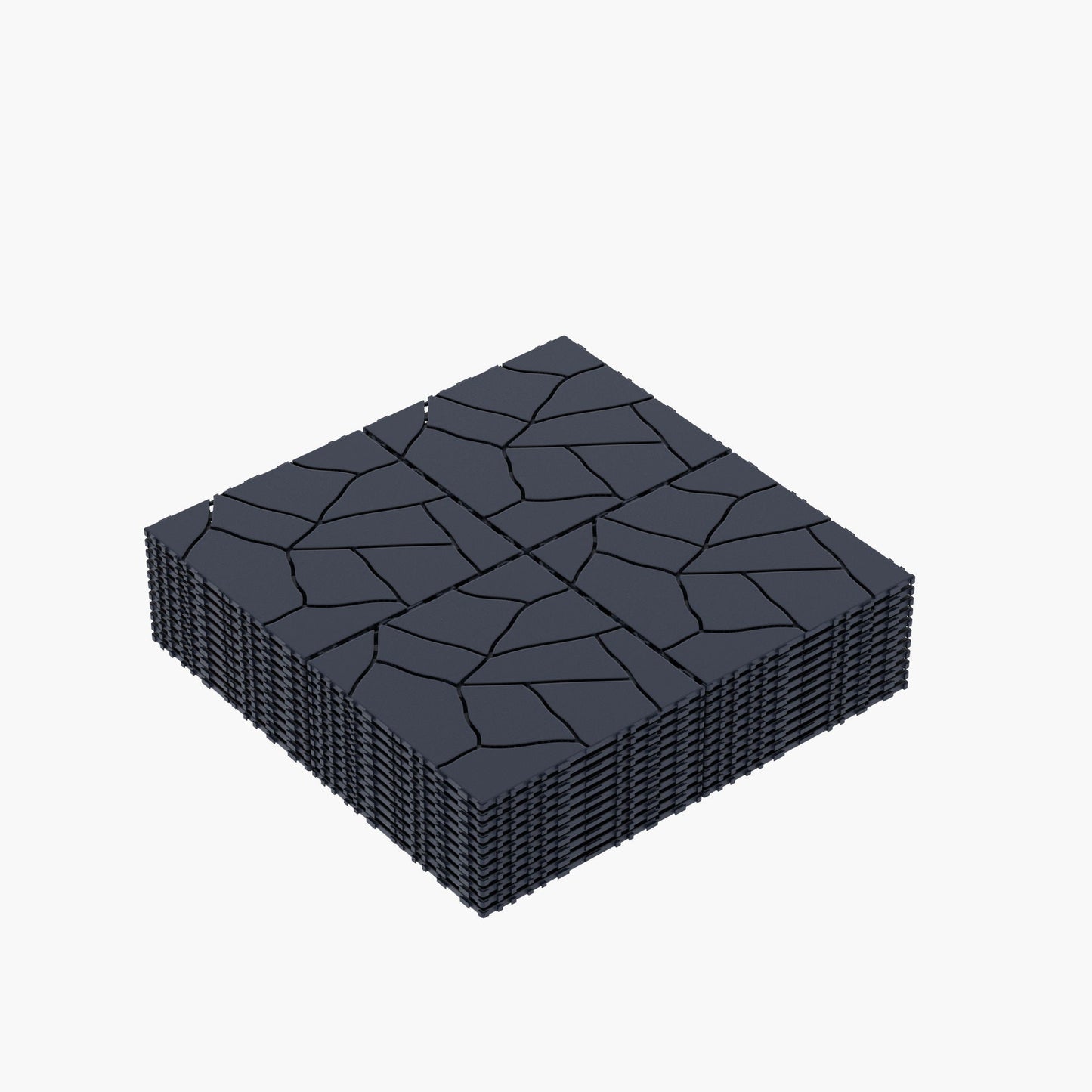 Stone Style Patio Deck Tiles For Porch (Set of 44) - Gray