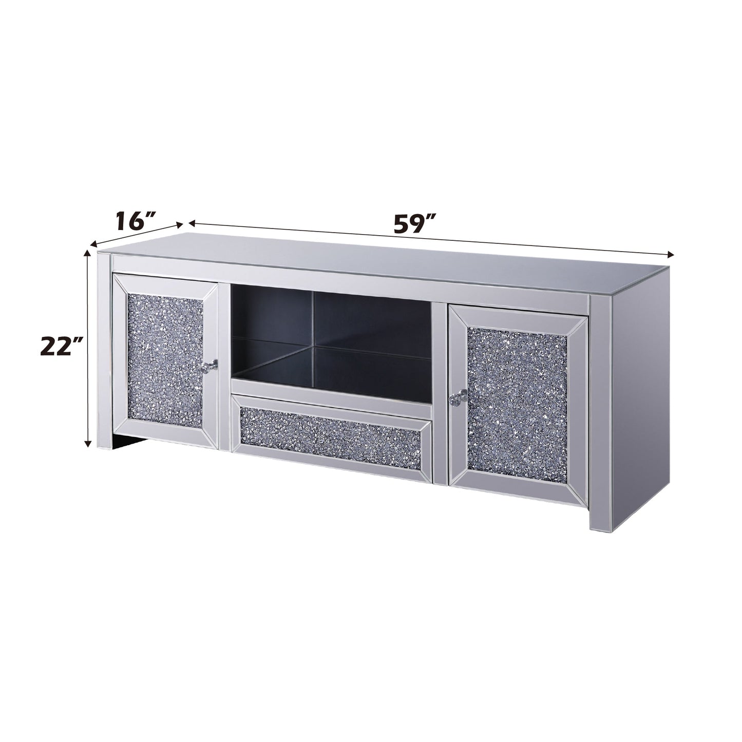 Noralie Mirrored & Faux Diamonds TV Stand (Assembled)