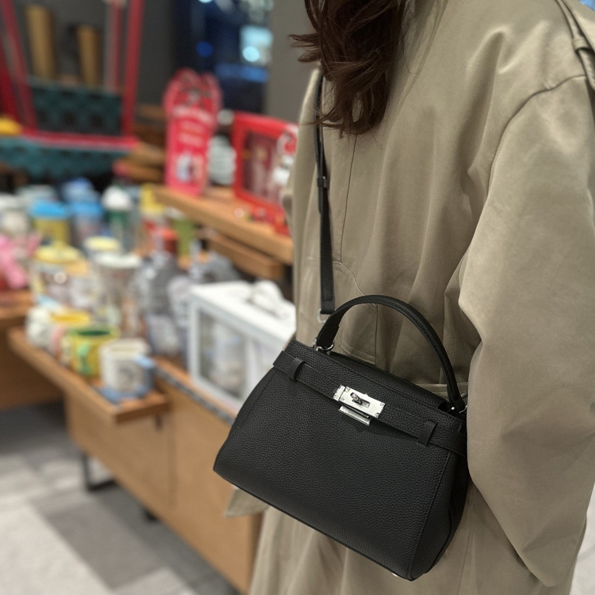 Cross-border Leather Kelly Bag 2026 New Style Simple High-End First-Layer Cowhide Small Square Bag