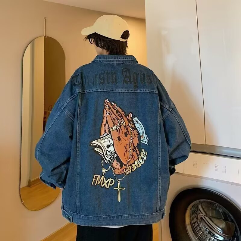 European And American High-street Washed Denim Jacket For Men Autumn Season
