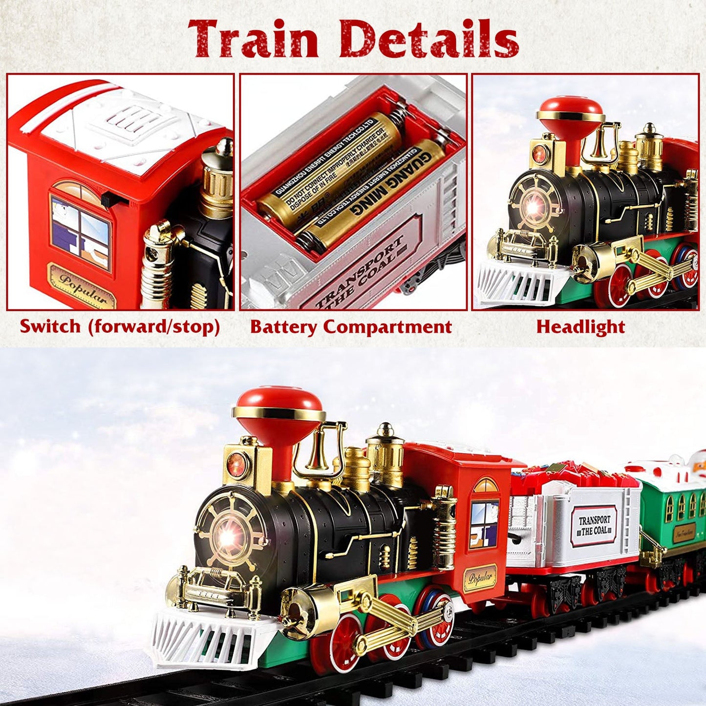 Electric Train Set Kid Toy Xmas Steam Train Kit Tree Surround Track Battery Operated with Sound Light Santa Claus Christmas Gift