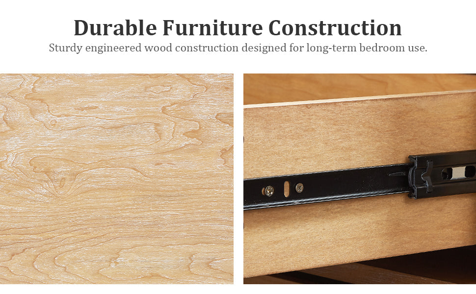 28" Wood Nightstand with Charging Station