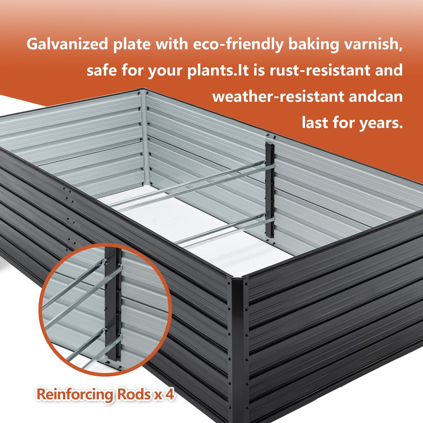 2 Pack Metal Raised Garden Bed Kit Outdoor - 8x4x2 FT Galvanized Planter Boxes Set