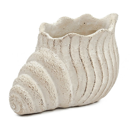 11.5x7x7' Sand and Cement Nautilus Shell Planter with Textured Beige Finish
