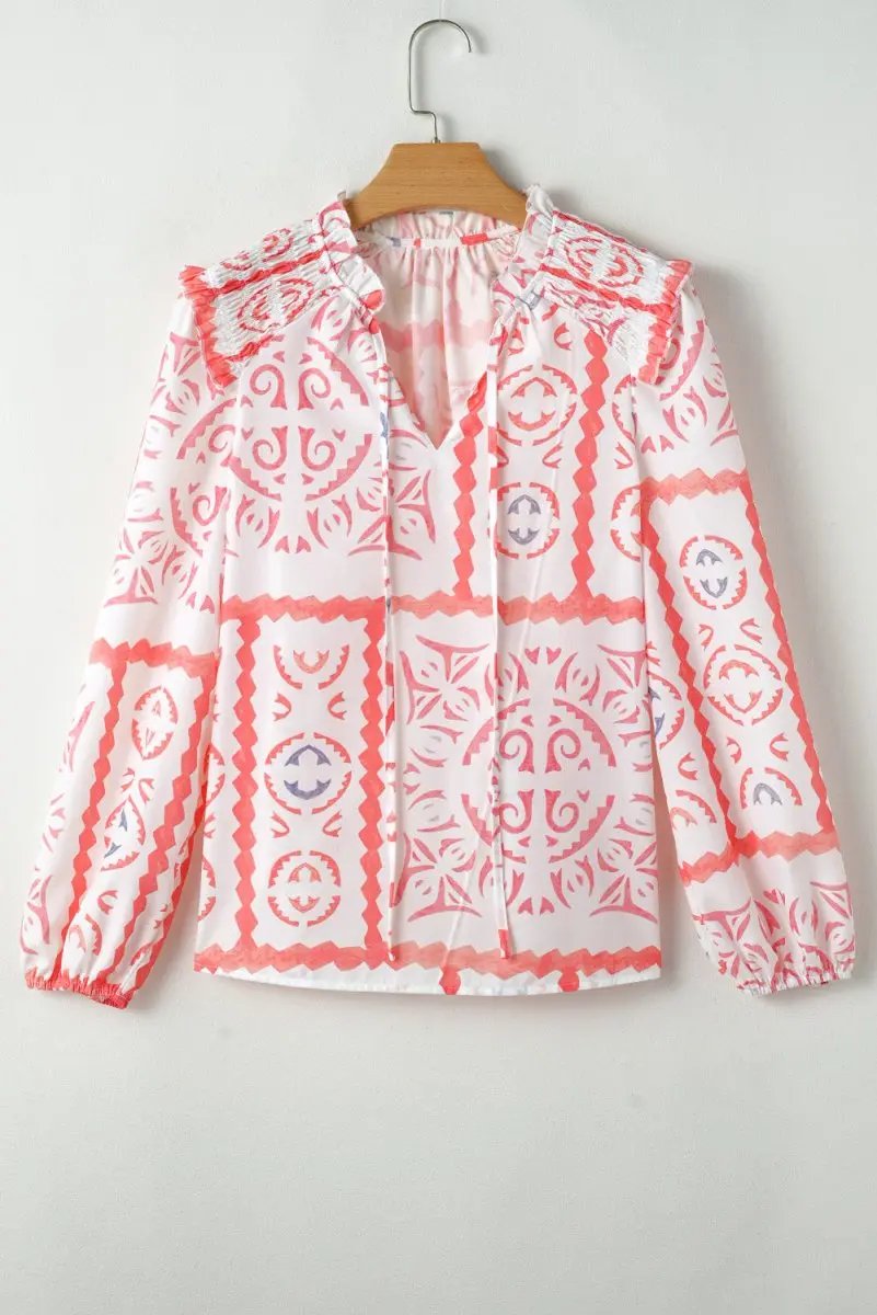 Accessories Love Salve Pink Floral Blouse Women's Daily Southern Belle Smocked Poet Top