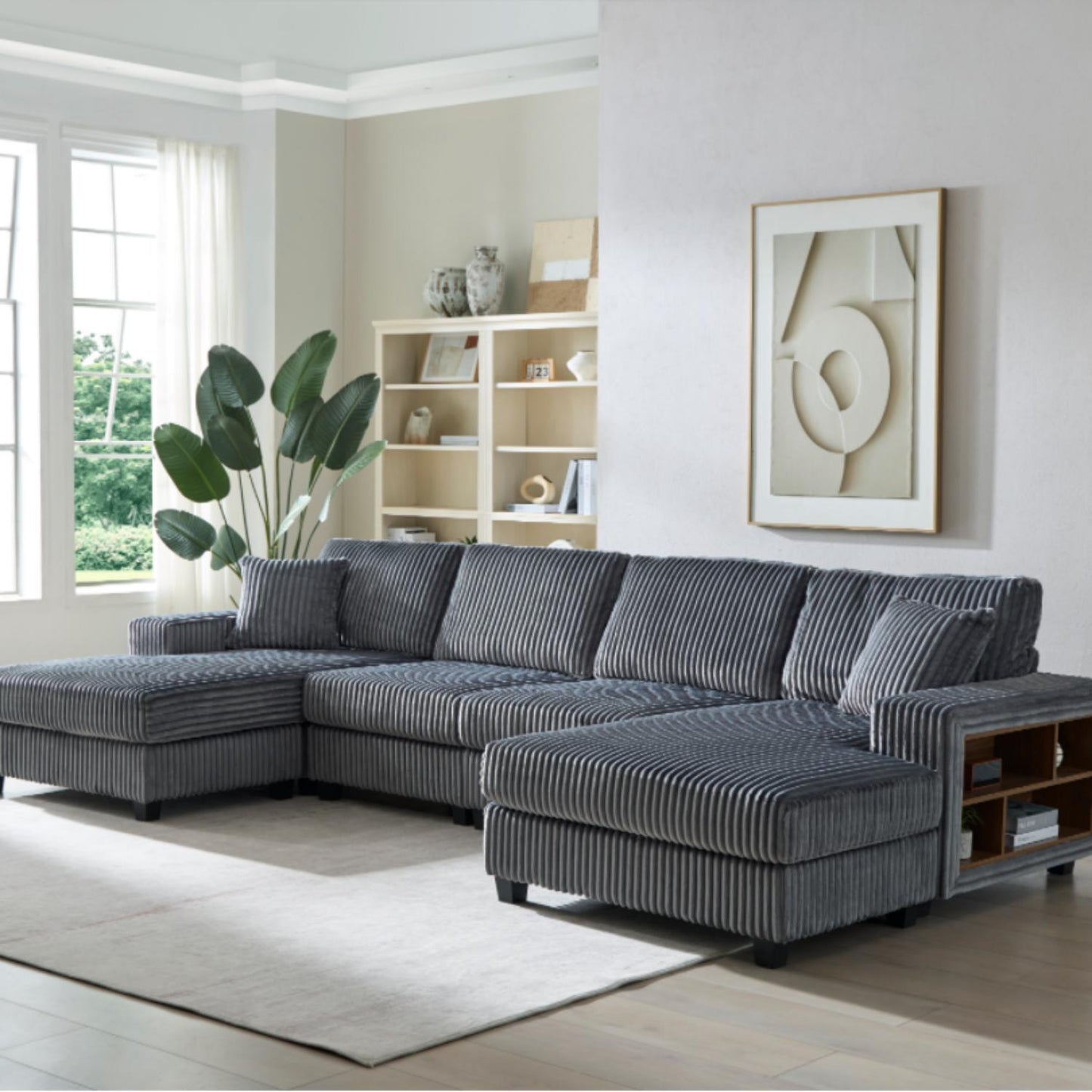 U-Shaped Convertible Sofa, 4 Seater Large Living Room Lounge