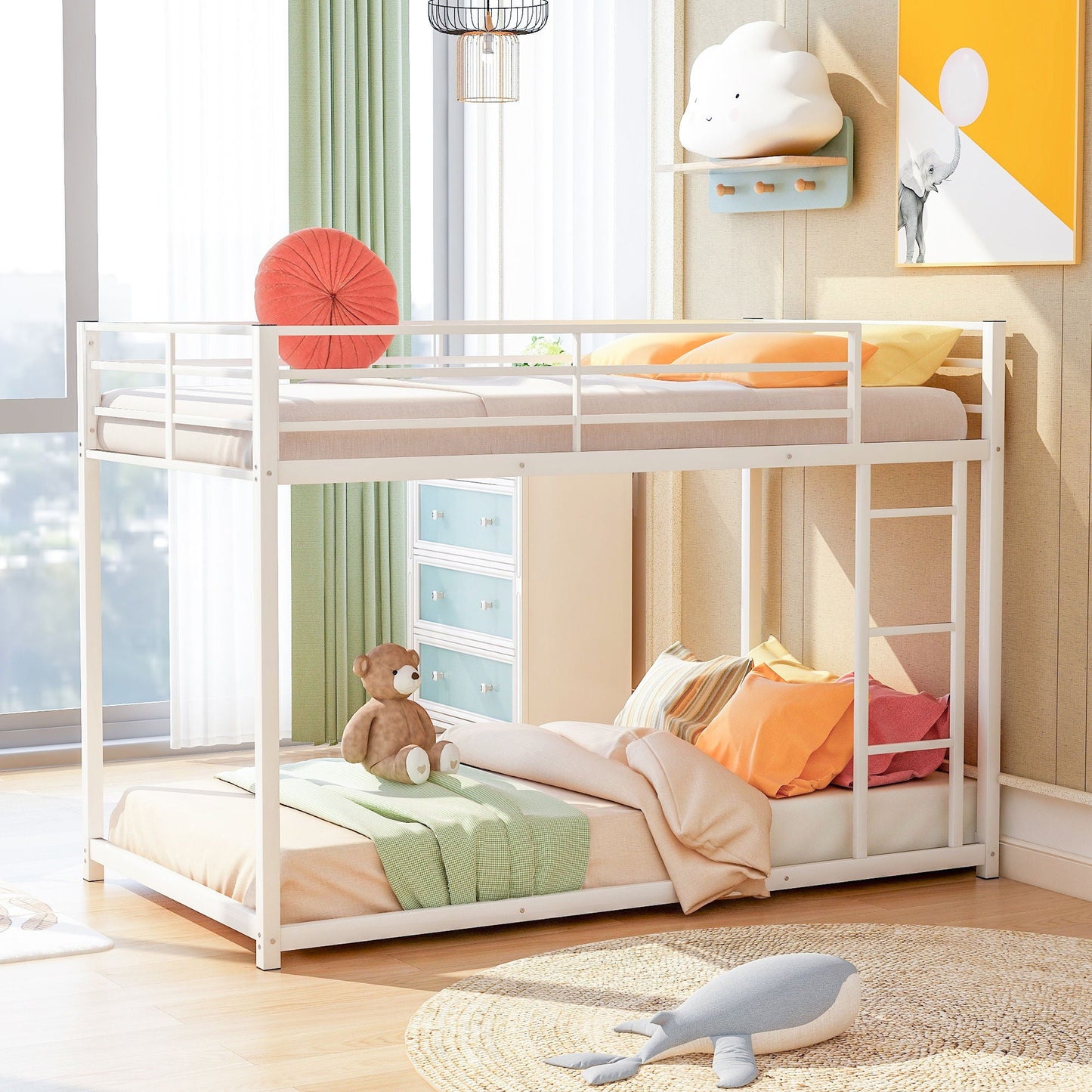Metal Bunk Bed, Low Bunk Bed With Ladder