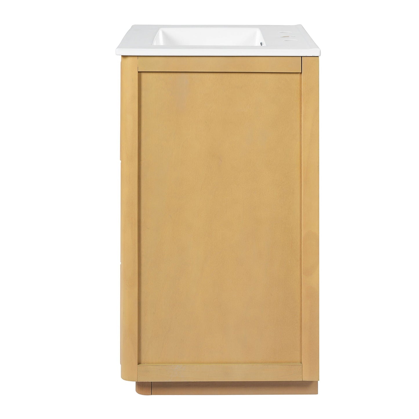 Bathroom Vanity With Sink, Open Shelf & Closed Storage - Natural Wood