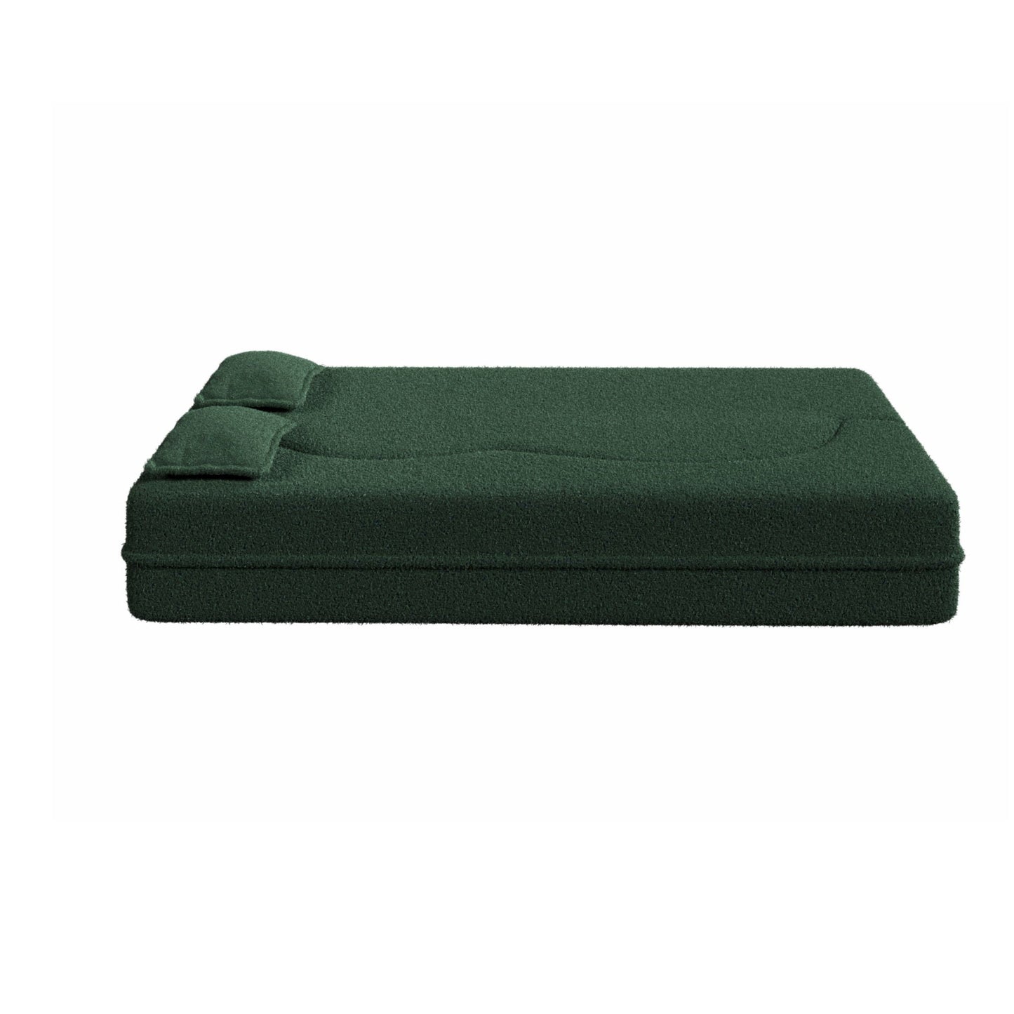 Modern Floor Sofa With Two Pillows Convertible Teddy Fabric Foam Filled Bed