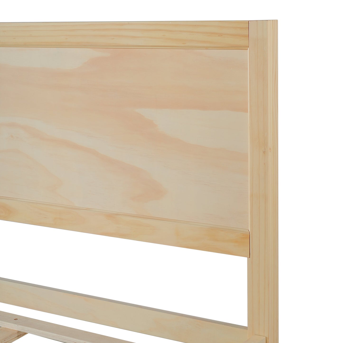 King Size Wood Platform Bed Frame with Classic Panel Headboard