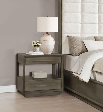 Durango 2-drawer Nightstand Bedside Table Taupe Oak