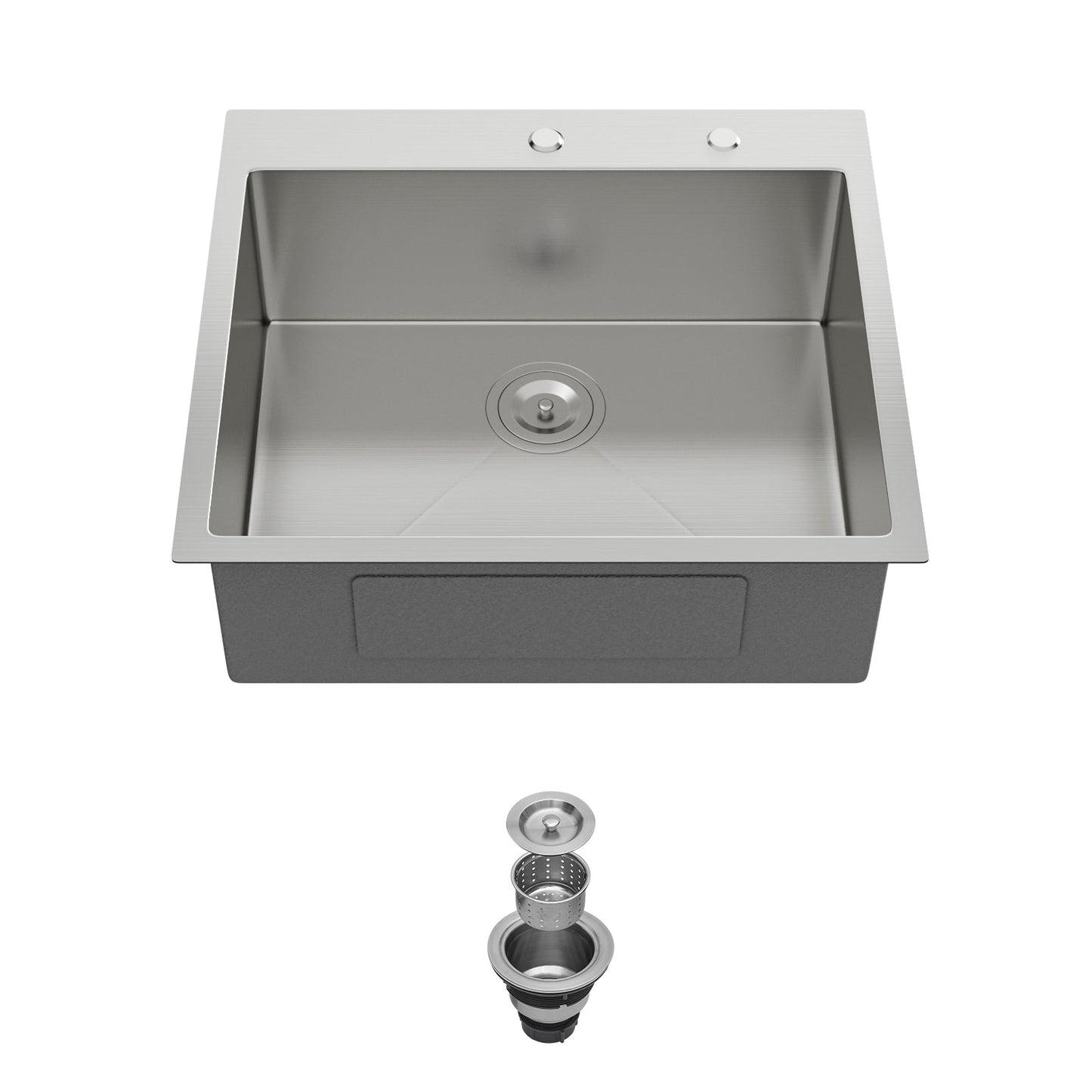 24 x 18 x 9 Inch Kitchen Sink Drop-In 16 Gauge Stainless Steel