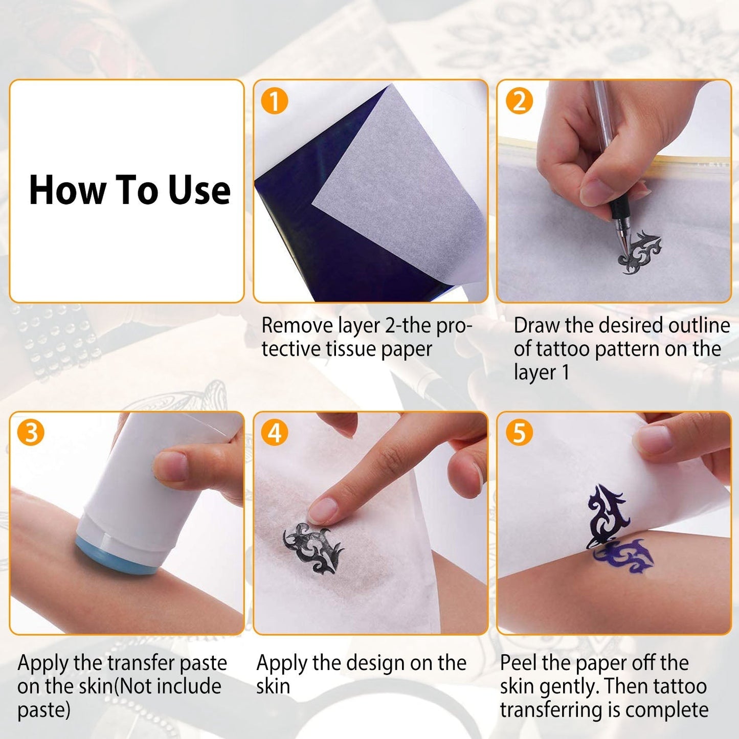 20Pcs Tattoo Transfer Paper 4 Layers Tattooing Skin Tattoo Kit A4 Size DIY Tattoo Transfer Paper Kit