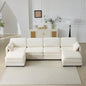136" Plush Cloud 3-seater Sofa: Modular Design with Footstools
