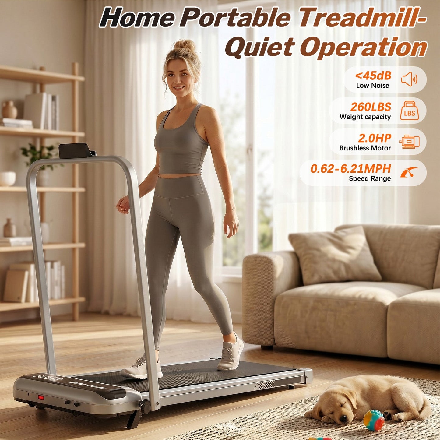 3-In-1 Under Desk Treadmill with Incline