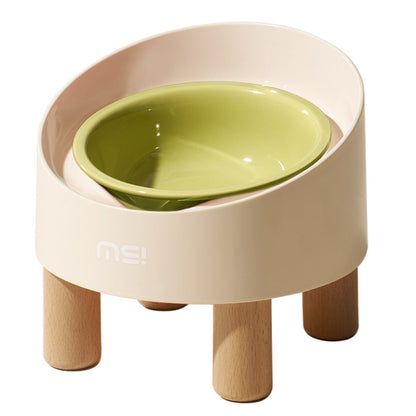 Cat Ceramic Food Basin High Foot Oblique Mouth Neck Protection Bowl Anti-tumble