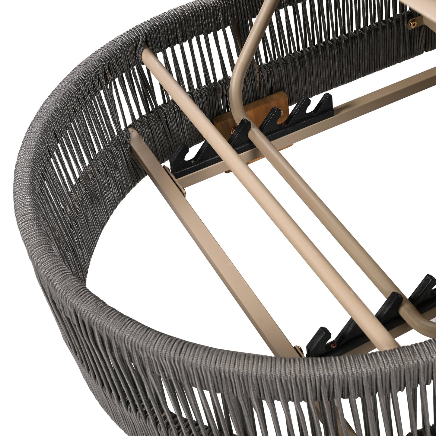 Outdoor Acacia Wood Patio Adjustable Lounge Chair - Grey Rope
