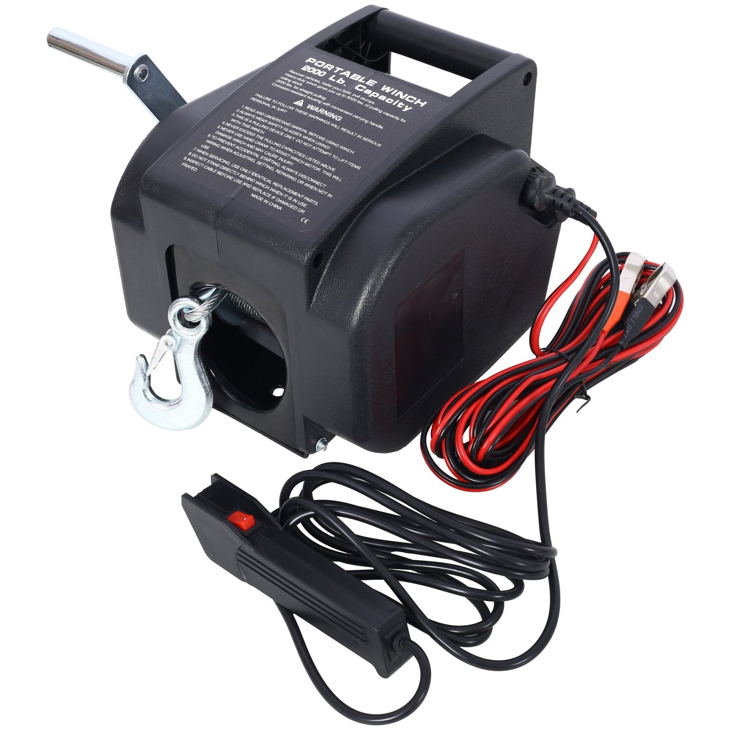 Reversible Electric Trailer Winch For Boats Up To 5000 Lbs With Galvanized Wire Rope And Casing - Black