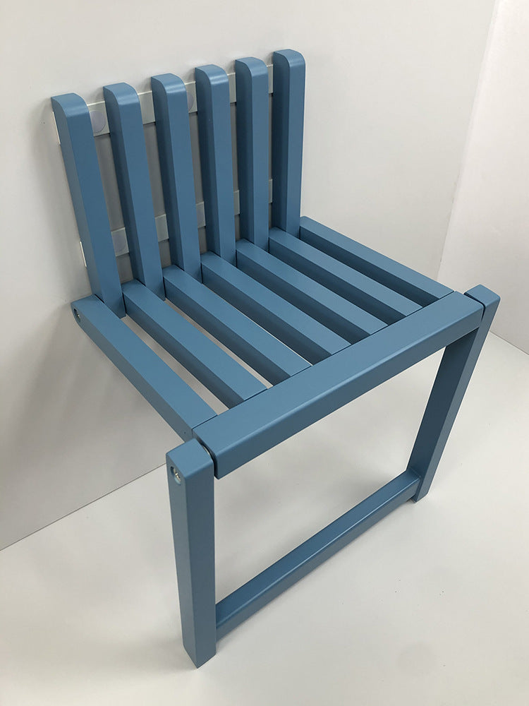 Wall-Mounted Folding Chair for Shoe Changing - Space-Saving Solid Wood Design