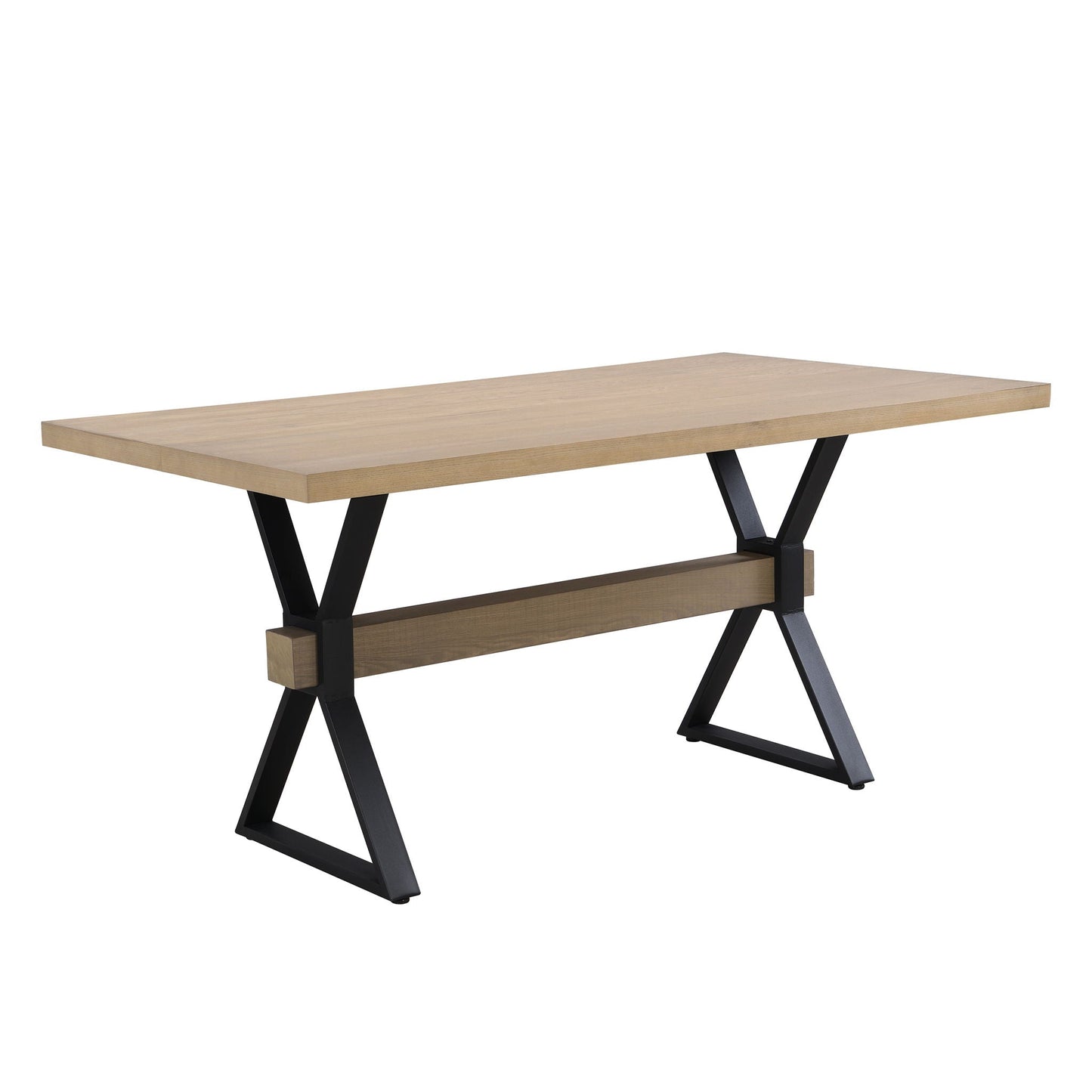 Elevated Farmhouse Dining Table With X-Shaped Legs - Light Ash