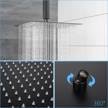 Modern Dual Shower Head System With 16" Ceiling Mount Finish, Stainless Steel And Brass
