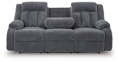 Observation - Reclining Power Sofa With Drop Down Table - Steel
