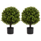 22in Boxwood Ball Shaped Artificial Topiary Shrubs Tree in Pot - Set of 2