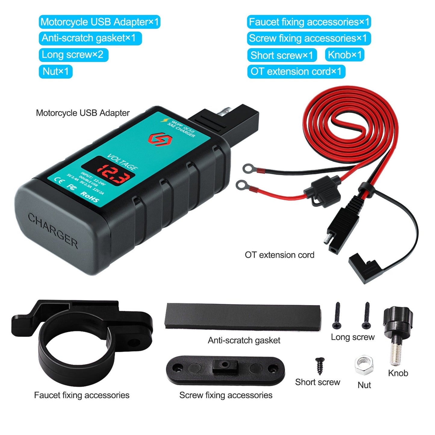 Electric Vehicle Square Fast Charge Single USB Charger