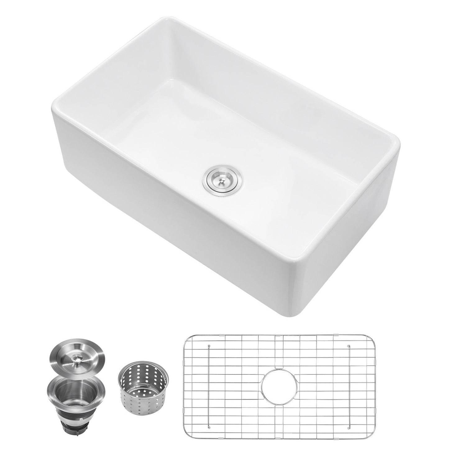 33.5x20 in Farmhouse Sink Undermount Kitchen Single Bowl Basin Fireclay