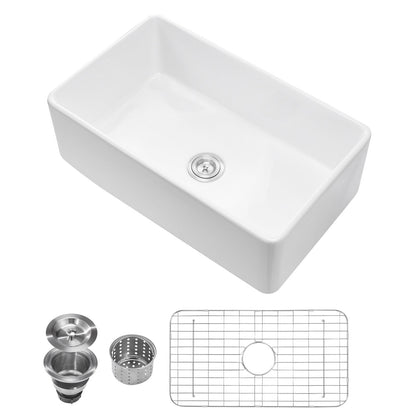 33.5x20 in Farmhouse Sink Undermount Kitchen Single Bowl Basin Fireclay