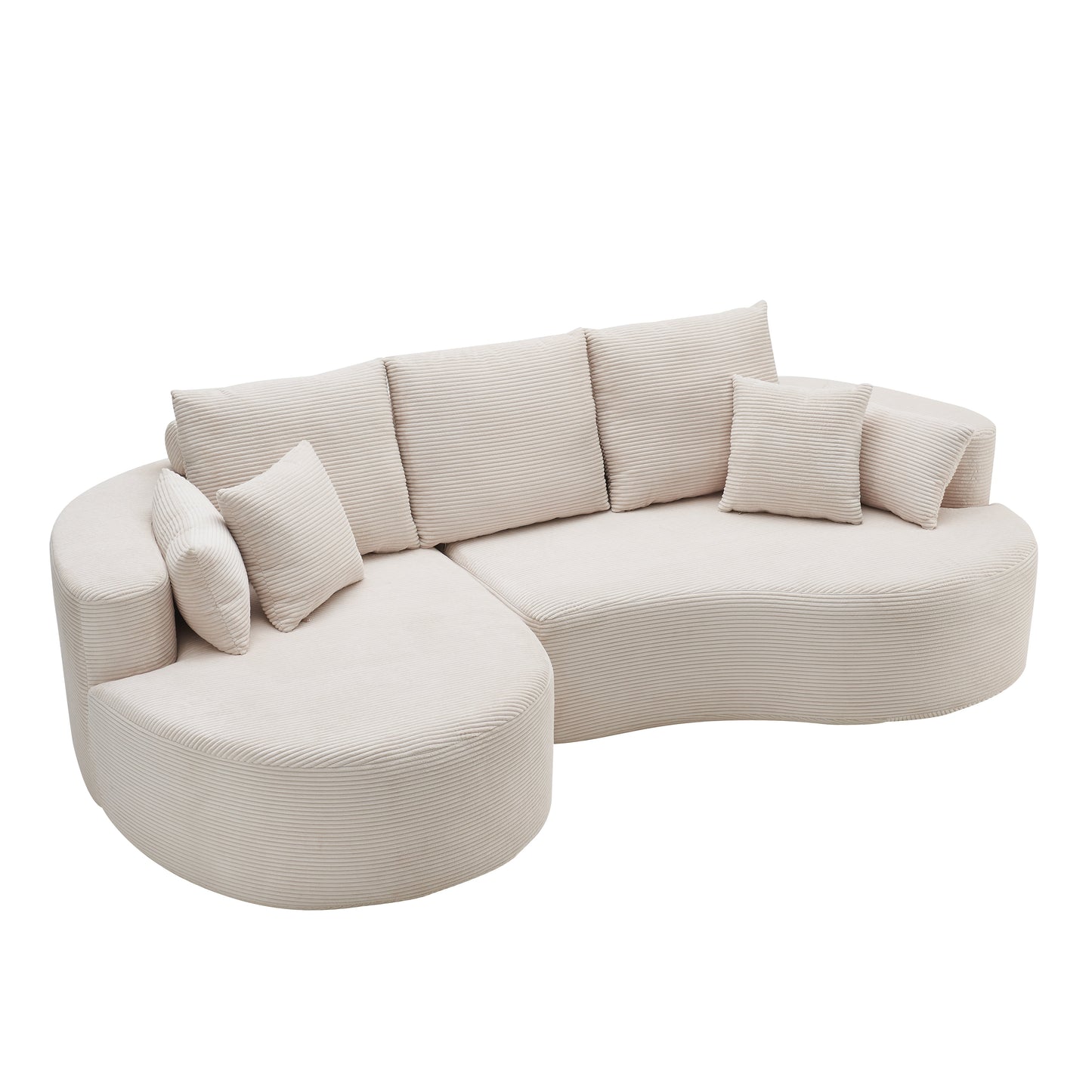 106 in. 2-Piece Fabric Cloud Curved Sectional Corduroy Sofa with Chaise