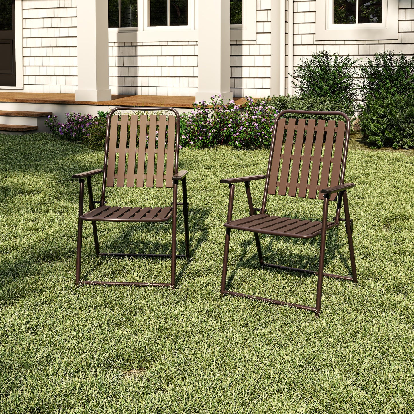 Brown 2-Piece Folding Chair, No Assembly Required