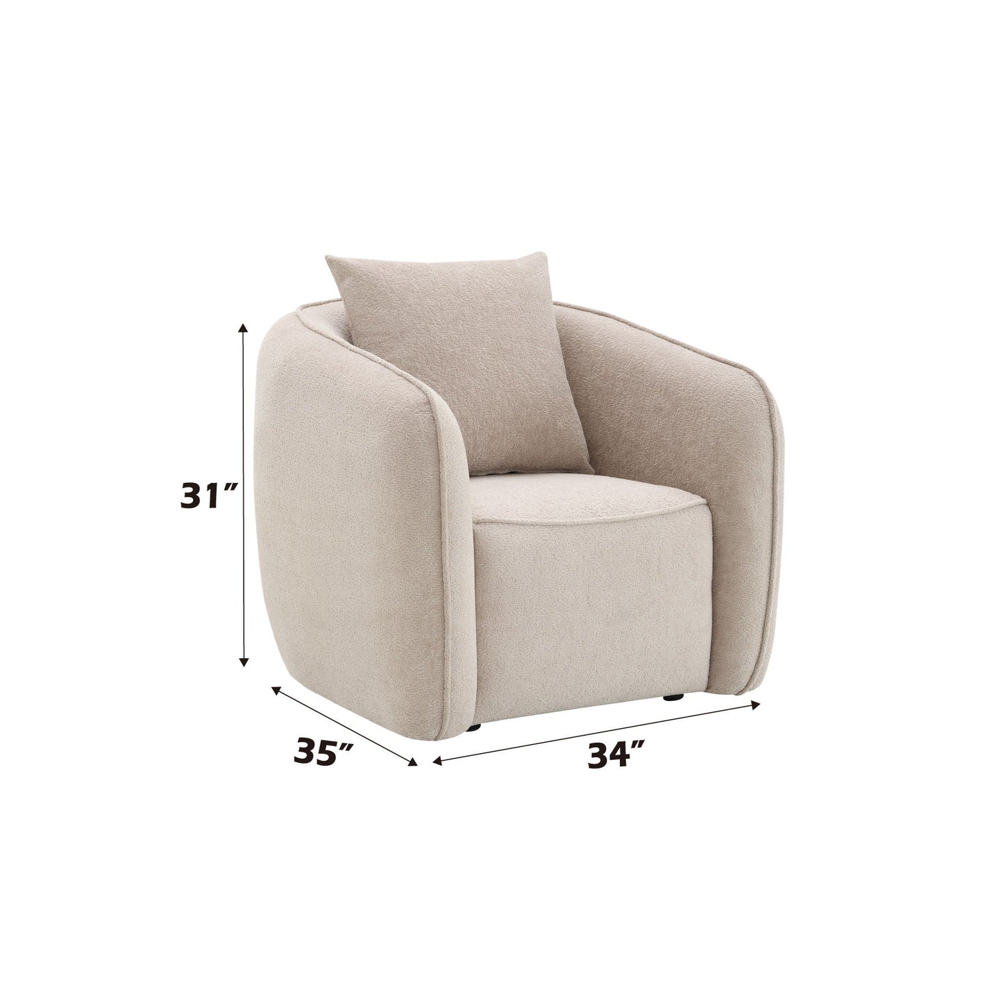 Keith Chenille Armchair With 1 Matching Color Toss Pillow