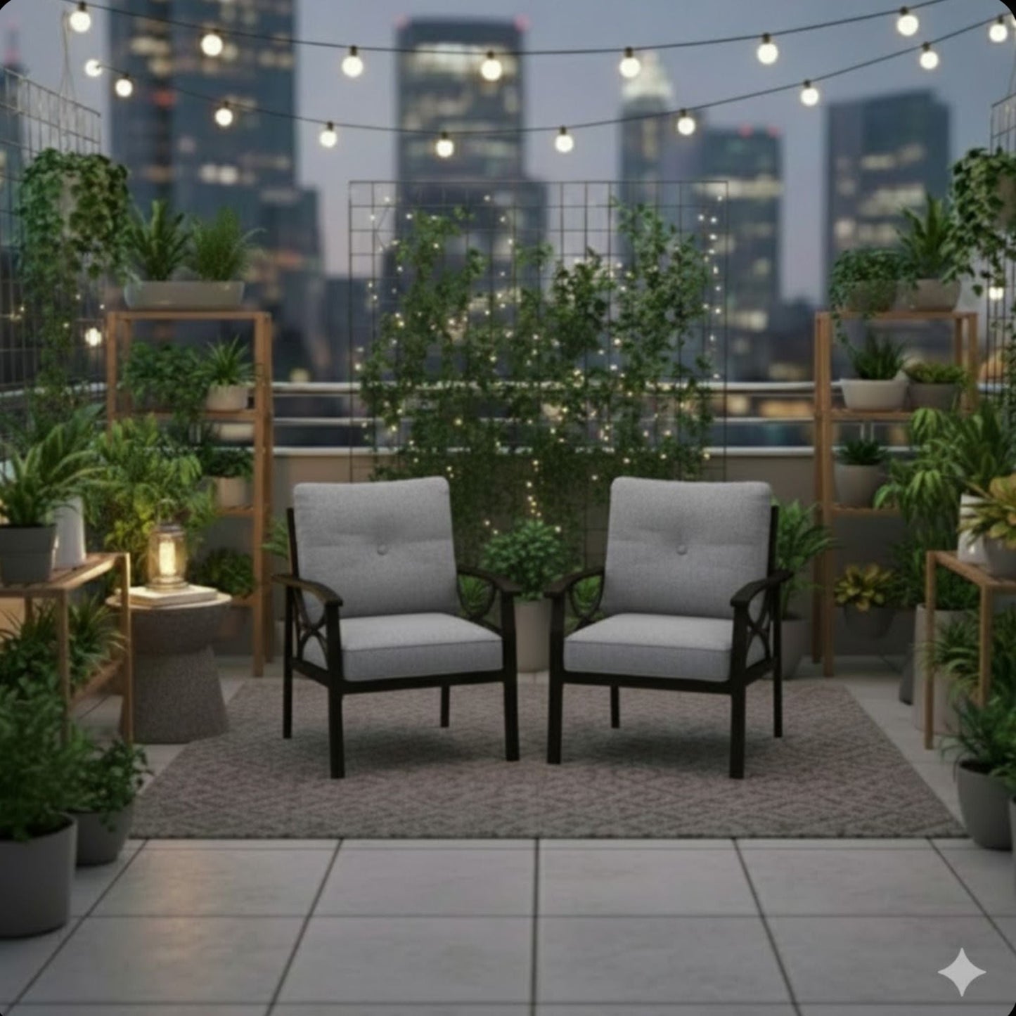 All-Weather Armchairs With Cushions, Modern Sculptural Design (Set of 2)