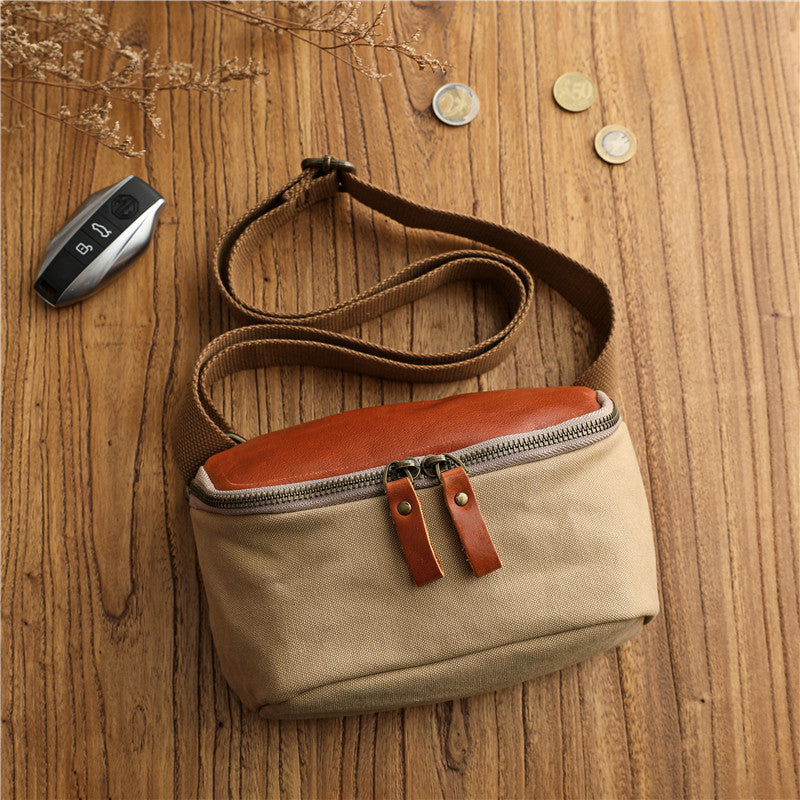 Minimalist Niche Artistic Street-Style Vintage Pure Cotton Canvas Crossbody Bag