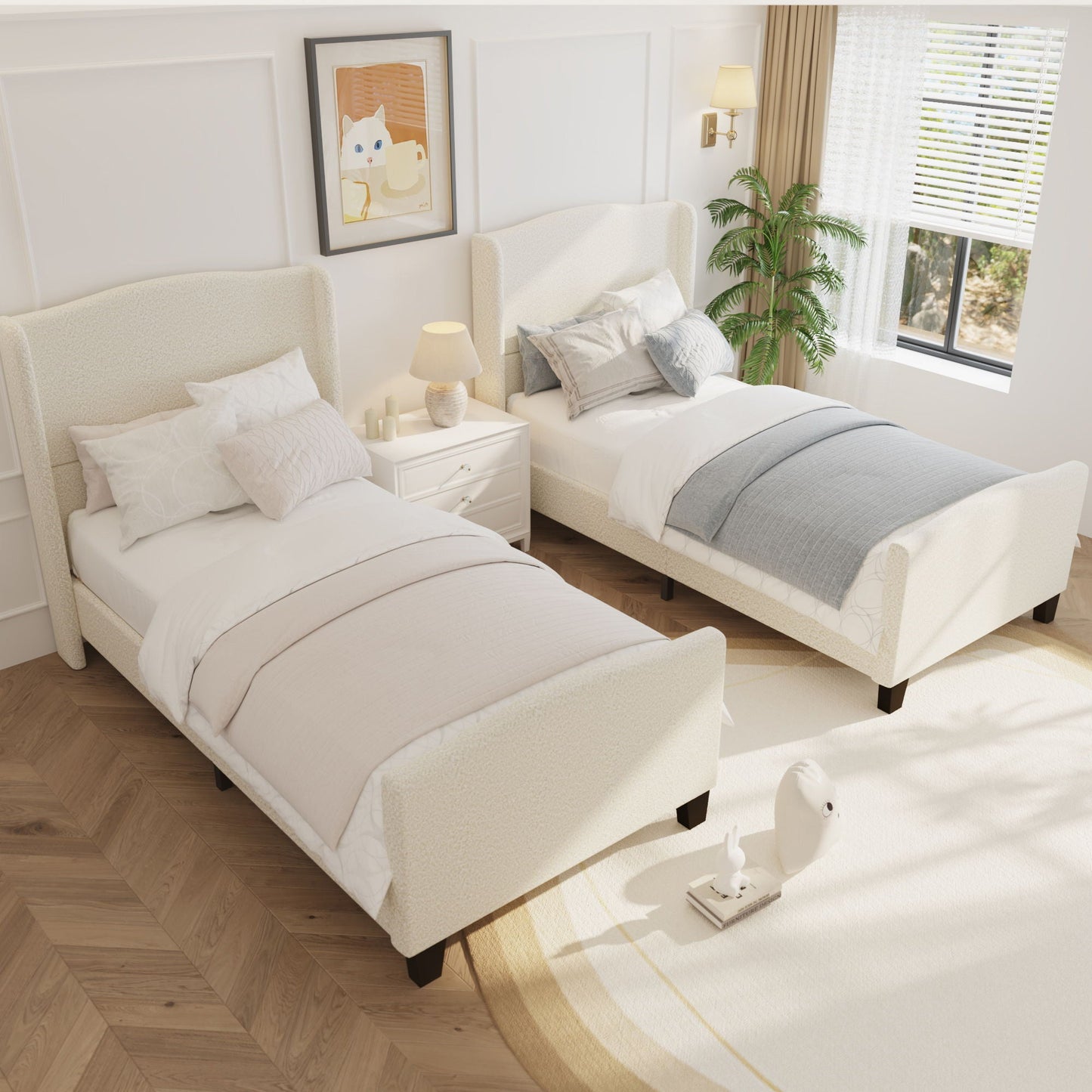 Platform Bed Frame With Tall Headboard And High Footboard