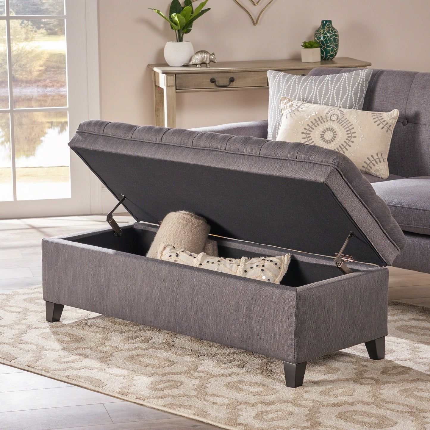 Juliana Storage Ottoman With Birch Legs