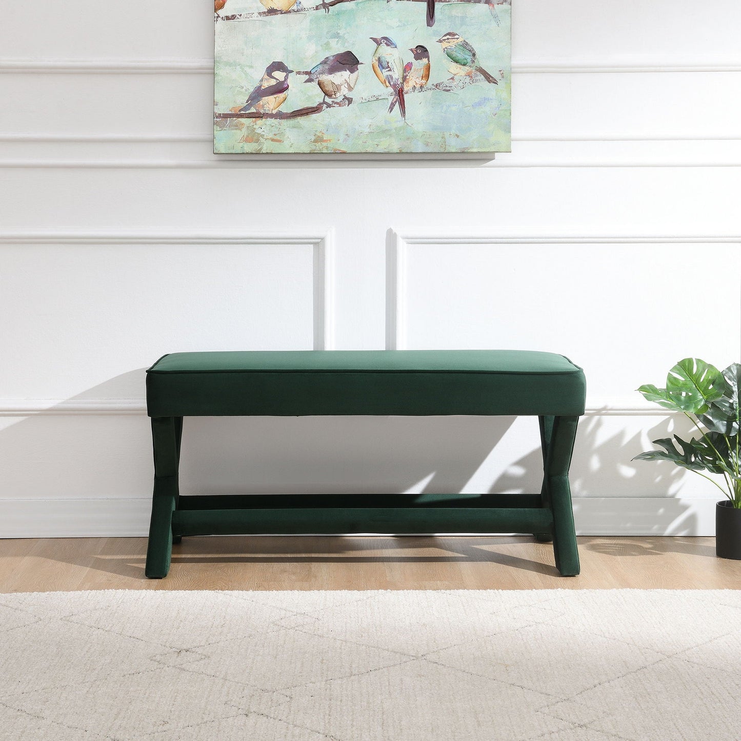 Comfort Double Bench Upholstered With X Crossed Legs