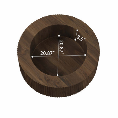 Modern Circular Coffee Table With Stripe Design And Storage Space