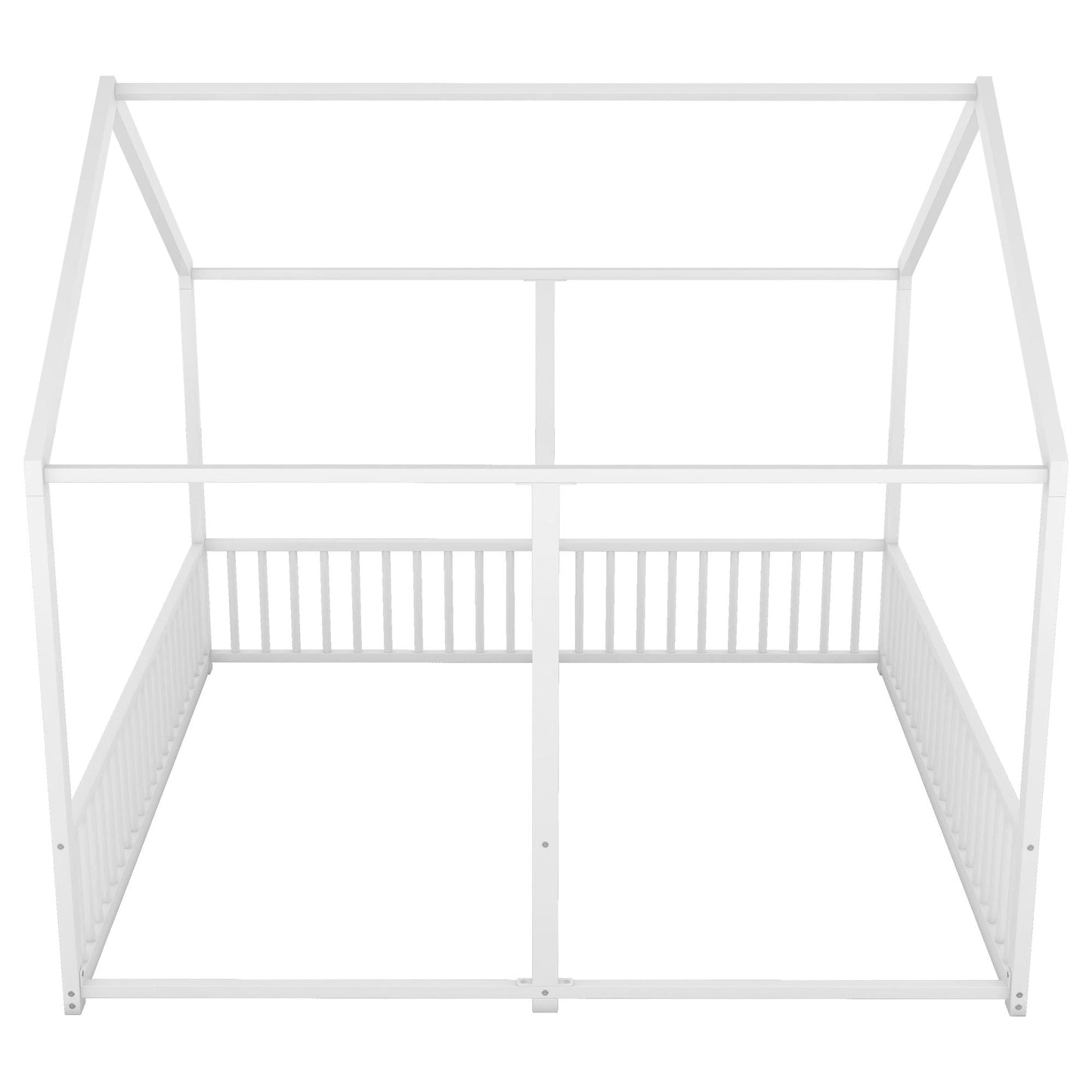 Metal Twin Size House Platform Beds 2 Shared Beds - Antique White