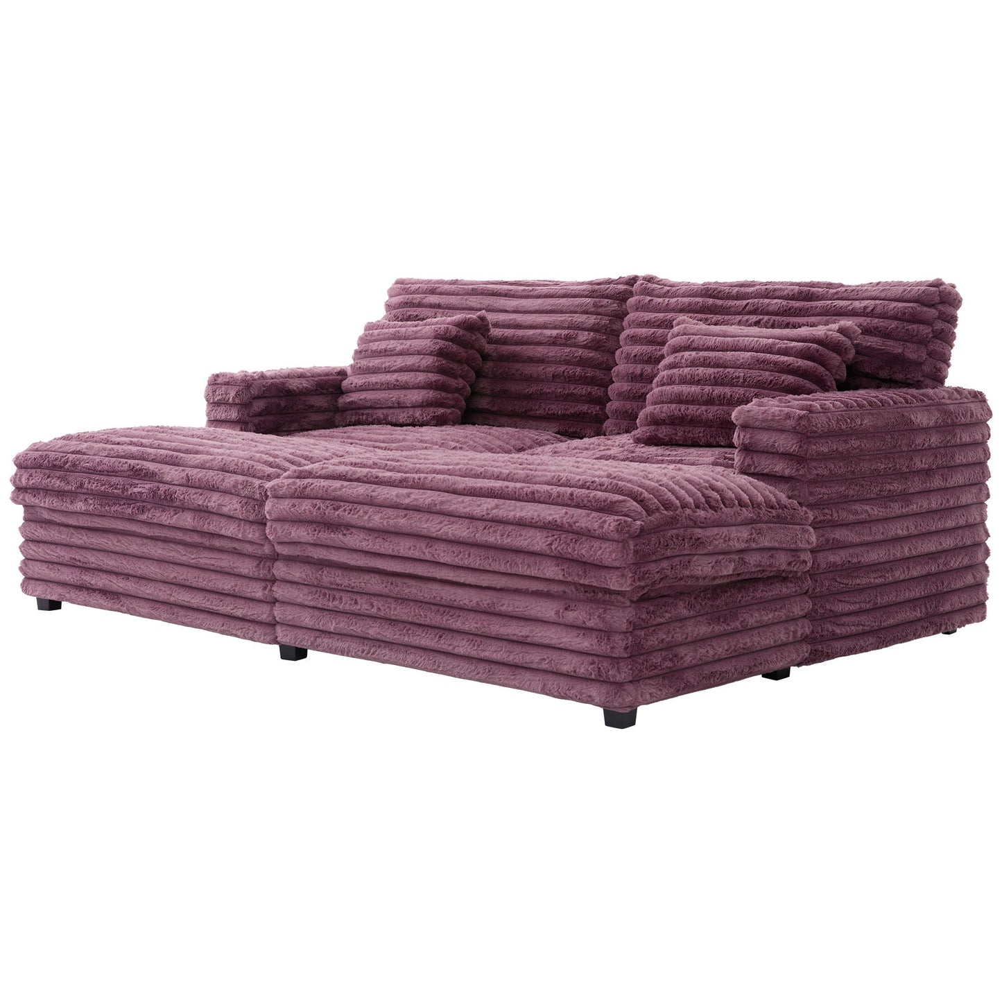 Oversized Double Chaise Lounge Sofa Bed With USB Ports And Cup Holders