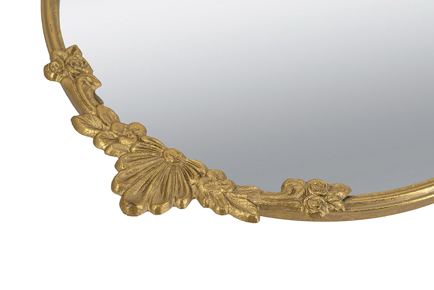 19x16x1" Round Mirror Tray with Gold Leaf Detailing
