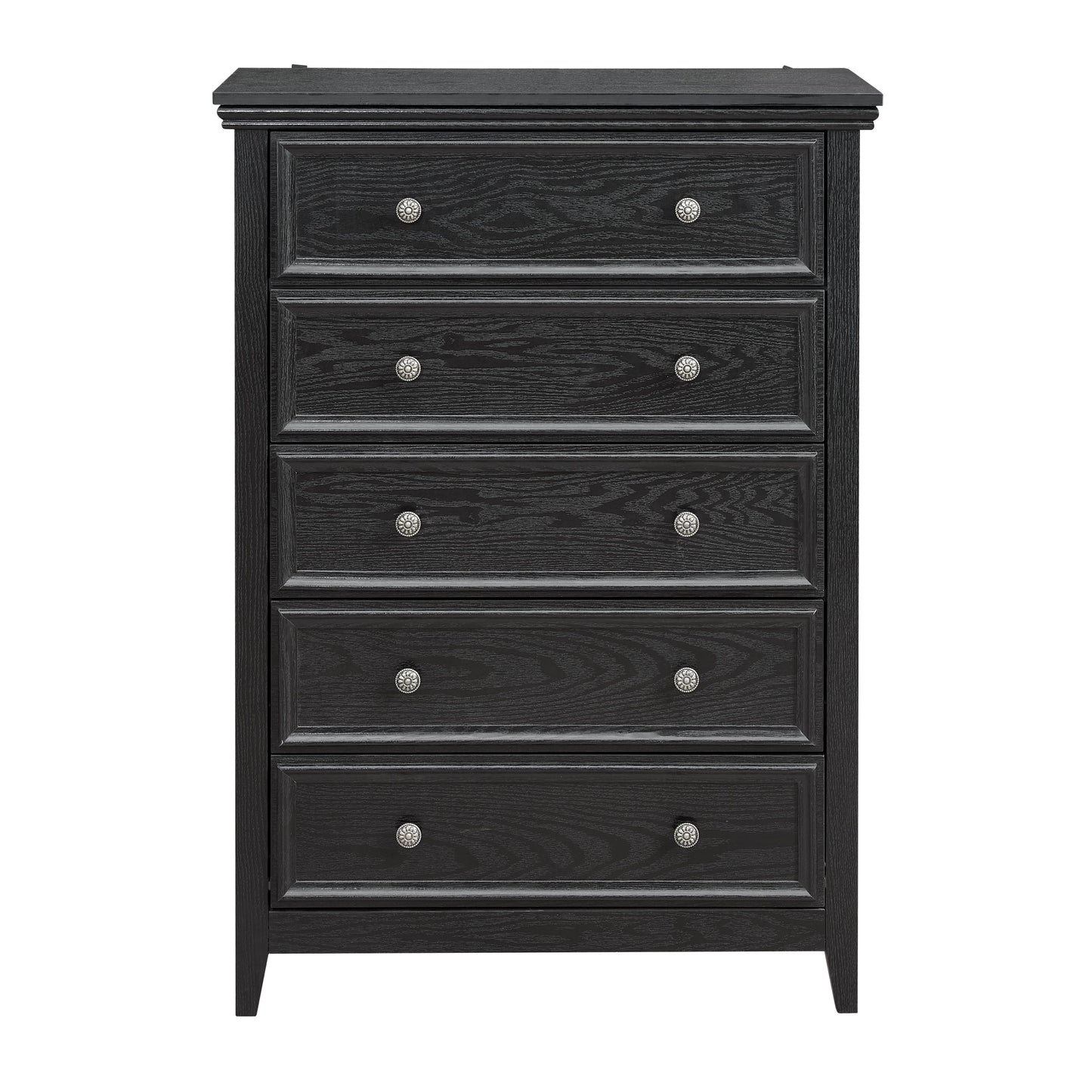 Modern 5-Drawer Black Dresser for Living Room Storage