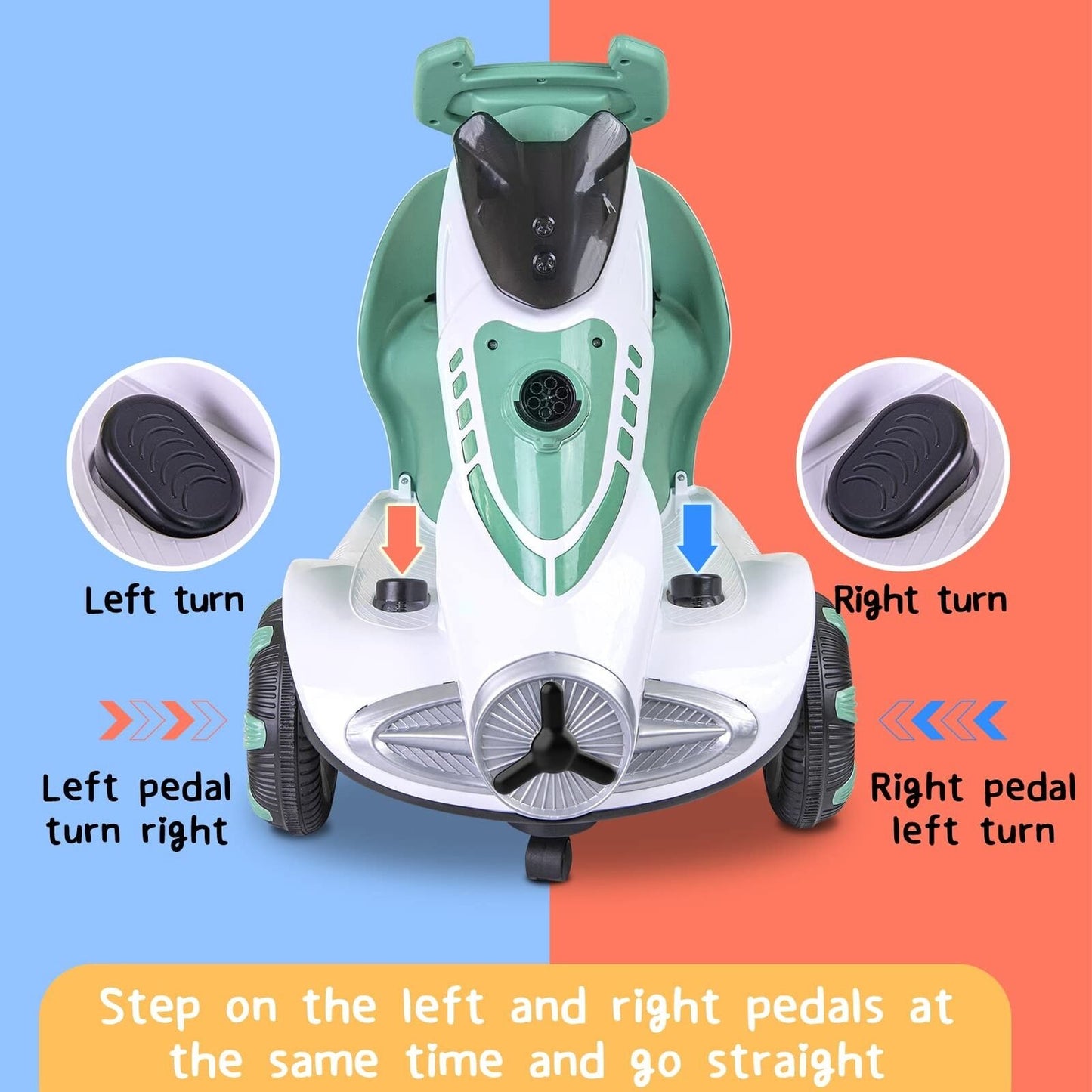 Didida 6V Dual Drive Kids Ride on Car with Automatic Bubble Function and Fun Accessories
