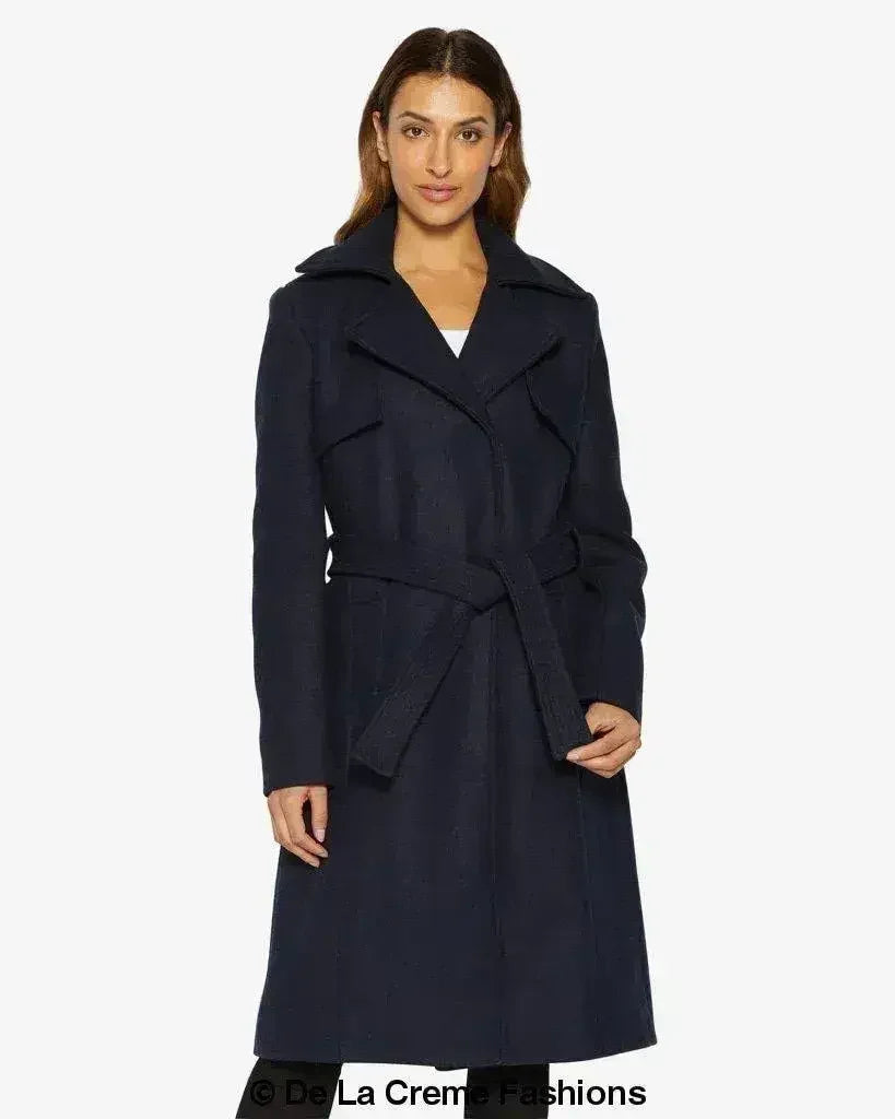 Dina Lapel Collar Duster Coat With Belt