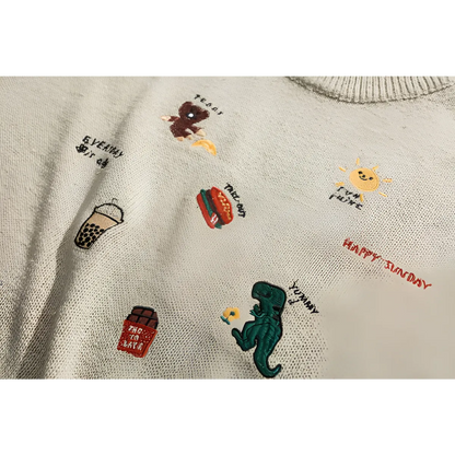 Dinosaur Pattern Knitted Sweater