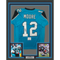 Framed Autographed/Signed DJ D.J. Moore 35x39 Carolina Teal Football Jersey Beckett BAS COA