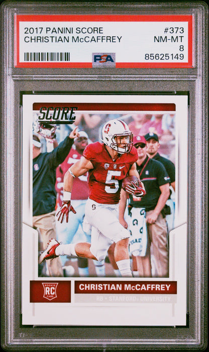 Graded 2017 Panini Score Christian McCaffrey #373 Rookie RC Football Card PSA 8 Near Mint